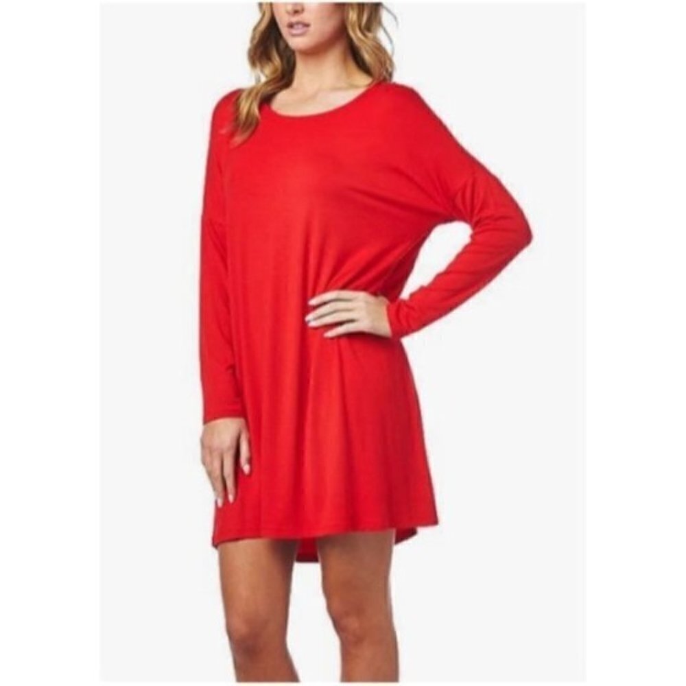 Piko Bamboo Preppy‎ Red Long Sleeve Tunic Dress S